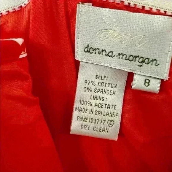 136. Donna Morgan Women’s Red Floral Sundress Adjustable Spaghetti Straps Size 8 - Picture 3 of 5